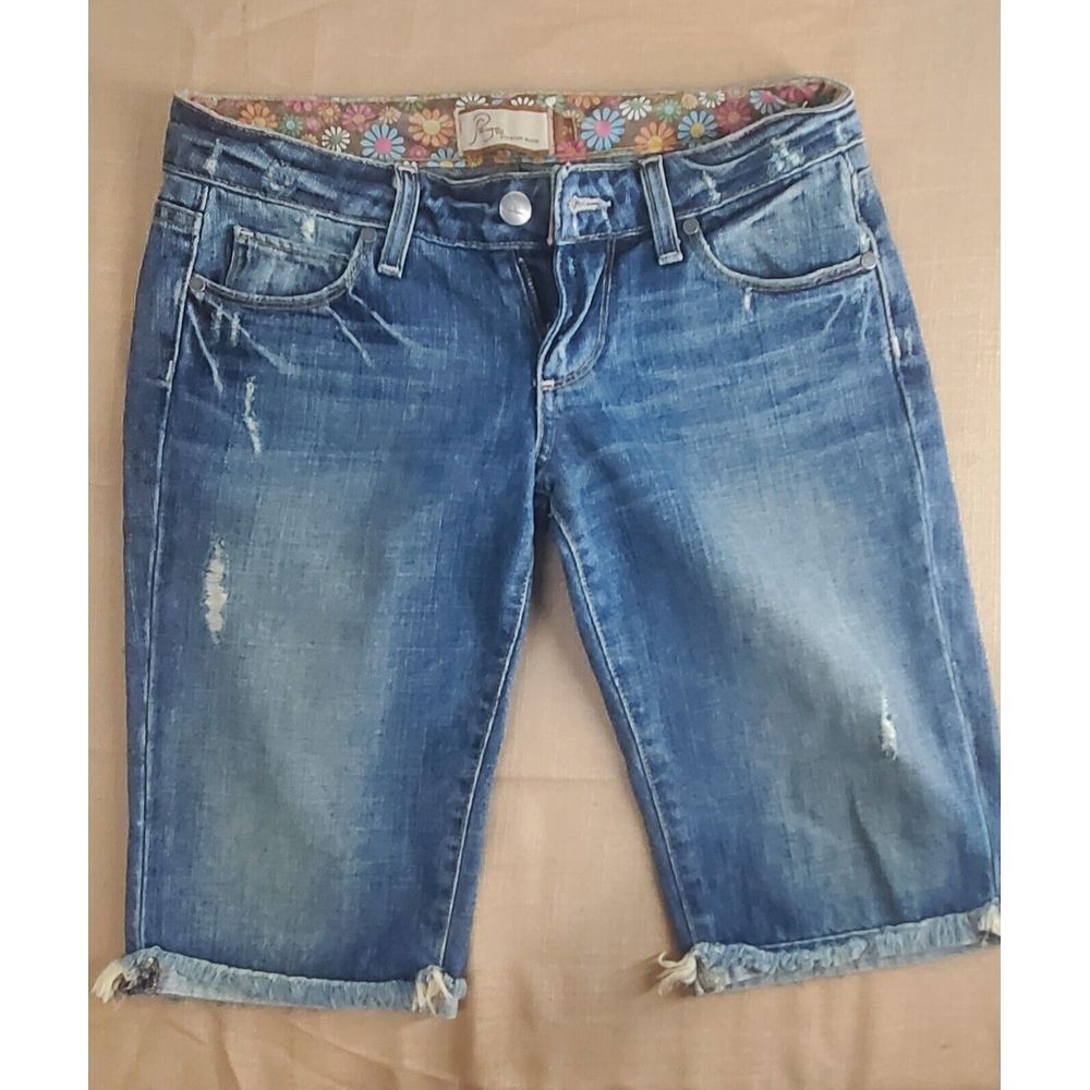 PAIGE Shorts Women's Size 26 High Rise Jax Knee in Bloomfield Denim‎ Blue
